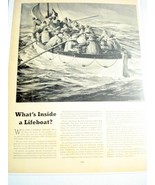 1943 Ad World War II Traveler&#39;s Insurance Co., Ct What&#39;s Inside a Lifeboat? - €7,64 EUR