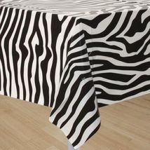 56&quot;x56&quot; - Black and White - Tablecloth Poly Cotton Zebra Print - £26.66 GBP