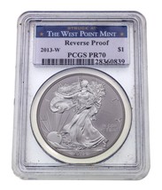 2013-W $1 Silver American Eagle Reverse Proof Graded by PCGS as PR70 - £118.69 GBP