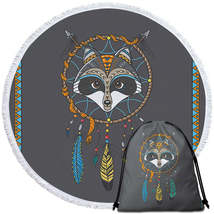 Cute Native Raccoon Dream Catcher for Kids Round Beach Towel - $14.90+