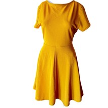 Rolla Coster Yellow Fit &amp; Flare Dress Women’s Large Short Sleeve Skater - $402.59 MXN
