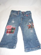 BABY GAP EMBROIDERED DECORATED JEANS EMBELLISHED APPLIQUE SNOWFLAKE PLAI... - $19.79