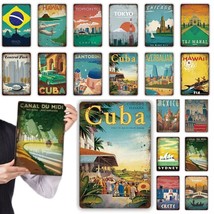 Vintage Travel Posters Metal Signs, Retro Decor Tin Sign Print Gift ForT... - $18.56+