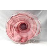 MURANO Art Glass LAVOROZIANE MANO 12&quot; Ruffle Bowl - Pink Rose Swirl Cut ... - $33.98