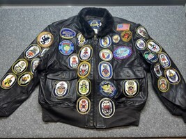 COOPER G-1 USA Leather Bomber Party Flight Jacket 50 Naval Patches Brown... - $742.50