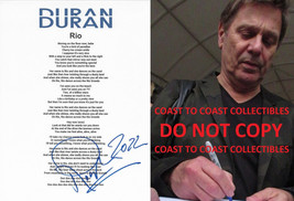 Roger Taylor Duran Duran Drummer signed Rio Lyrics sheet COA Proof autographed - £158.75 GBP