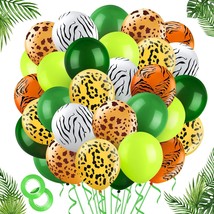 100 Pcs Jungle Balloons Party Decorations 12 Inch Safari Animal Print Latex Ball - £22.37 GBP