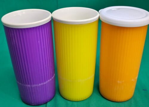 Vintage Tupperware Insulated Tumbler Shaker Cup 24 Oz with Lid Lot Of 3 - £19.09 GBP
