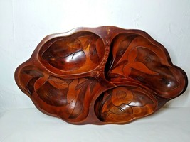 St. Maarten Wooden Tray for Serving; Chips, Candy, Decor - Unique Carved! - £10.02 GBP