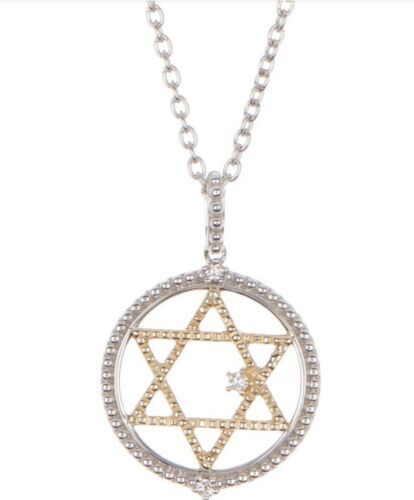 Primary image for Judith Ripka 2-Tone 14K & Sterling Silver Star of David Diamond Pendant Necklace