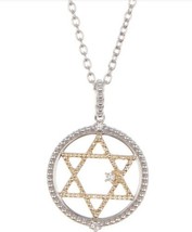 Judith Ripka 2-Tone 14K & Sterling Silver Star of David Diamond Pendant Necklace - $246.51