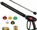 4000PSI Pressure Washer Gun 16&quot; Extension Wand M22-14&amp;15mm Fitting 5 Noz... - £44.44 GBP