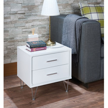 White Deoss Night Table Nightstand Bedside Table for Bedroom - £121.58 GBP