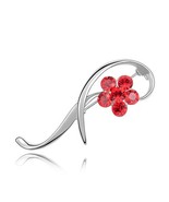 Crystal flower elegant Platinum Alloy Broch - Red - $14.99