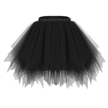 Black Tutu Skirt For Women 50S Vintage Ballet Bubble Dance Skirts For Halloween  - £29.67 GBP