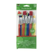 Apple Barrel 44349E 12-Piece Assorted Multicolor Easy Grip Paint Brush Set - £20.29 GBP