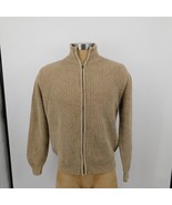 LL Bean Men Brown Full Zip Knitted Long Sleeve Sweater Size M Ribbed Jac... - $19.35