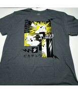 Pokemon Pikachu Thunderbolt Japan Grey Black Graphic Action Men T-Shirt 2XL - €14,44 EUR