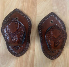 Leather Gun Rack Wall Mount. Buck Head Design. For 2. Perfect Christmas Present! image 2