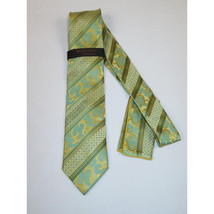 Mens Steven Land 100% Woven Silk Big Knot Tie and Hankie Set BW2426-06 Green image 3