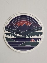 Round Mountains with Sun Trees Tent and Canoe Sticker Decal Cool Embelli... - $2.30