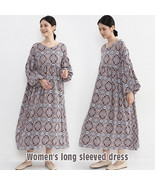 Women&#39;s Floral Dress Autumn New Retro Knee-Length Sleeve Bottoming Dress... - £18.48 GBP