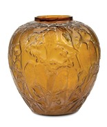 Lalique vases. Perruches. Decoration with parrots. Blown glass vases. - $4,200.00