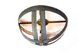 Wine Barrel Flush Mount Light - Hemisphere - Made from retired Napa barrel rings - £198.58 GBP