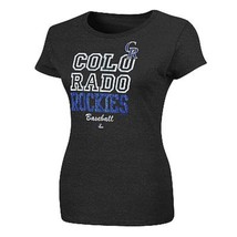 MLB  Woman&#39;s Colorado Rockies  Short Sleeve Black Foil Shirt. L NWT - £12.78 GBP
