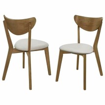 Set of 2 - Mid-Century Modern Wood Dining Chair with Faux Leather Seat - $245.49