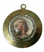 Vtg Religious Bubble Pendant Charm Gold Tone Jesus with Child Relic Jewelry - £22.01 GBP
