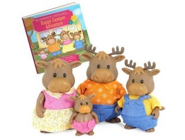 Lil Woodzeez Vanderhoof Moose Family Set Animals Posable Toys With Story... - $19.75