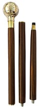 Walking Stick Globe Head Handle Nautical Brass Three Fold Wooden Cane fo... - £18.96 GBP