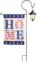 American Flag with Solar Lantern Stake Outdoor Lighting July 4th Patriot... - $24.99