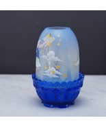 Fenton Shooting Star Fairy Lamp Cobalt Blue Art Glass - Hand Painted and... - £79.68 GBP
