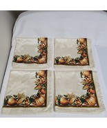 Square Autumn Pumpkins &amp; Corn Square Cloth Napkins Set of 4 Ivory / Orange - $19.96 CAD