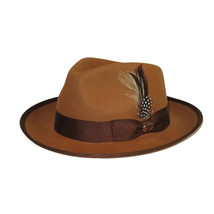 Men BENTLY Hat Australian Wool Fedora Brooks Collection BR722 Camel Brown image 3