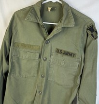 Vintage Army Jacket Military Green Collared Button Shirt Pockets Medium USA - $39.99