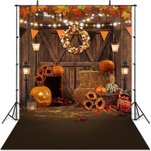 Fall Thanksgiving Photography Backdrop Autumn Pumpkin Harvest Barn Background Ma - £25.11 GBP