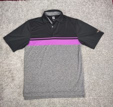 Footjoy Polo Shirt Men Large Black Purple Kalispel Golf Country Club - £17.29 GBP