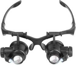 10X 15X 20X 25X LED Magnifier Illuminated Double Eye Glass Jeweler Loupe Repair  - £21.56 GBP