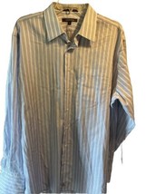 Nordstrom Men’s 17 35 Grey Striped LS Smart Care Button Down Cotton Shirt - £12.05 GBP