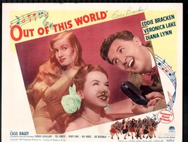 Out of the World 11&quot;x14&quot; Lobby Card Eddie Bracken Veronica Lake Autographed - $60.14