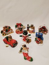 8 The Danbury Mint Annual Pug Dog Christmas Ornaments 2005 06 08 09 10 12 13 14 - £156.90 GBP