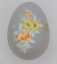 Westmoreland Frosted Glass Egg Trinket Dish Daisy and Roses Vintage - £8.60 GBP