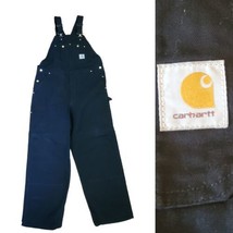 Vintage Carhartt Double Knee Bib Overalls Black Workwear 40 X 30 fits 38 USA R01 - $77.22