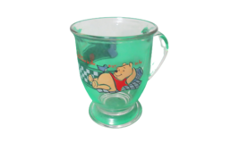 Disney Winnie The Pooh Anchor Hocking Glass Pedestal Coffee Mug Cup Both... - £10.08 GBP