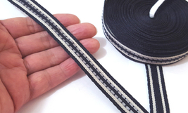 5/8&quot; 16mm wide 5-13y Black w Grey Stitched (reflect light) Grosgrain Ribbon GR46 - £5.58 GBP+
