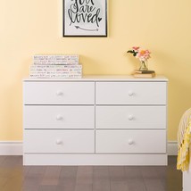 White Wooden 6 Drawer Double Dresser Chest of Drawers Clothes Storage Cabinet - £306.19 GBP