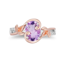 Enchanted Disney Rapunzel Oval Amethyst and Diamond Ring Two-Tone Wedding Rings - £94.81 GBP